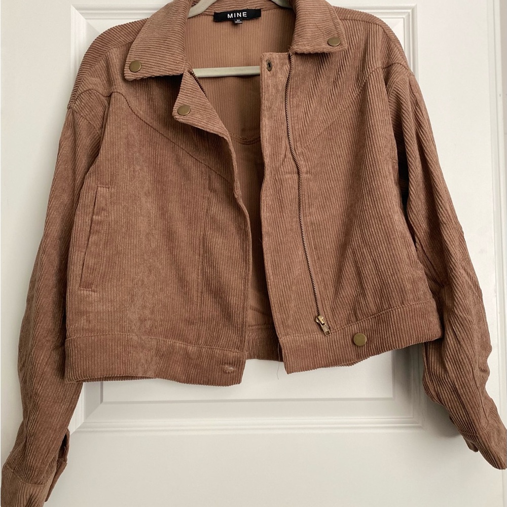 MINE Women's Brown Corduroy Bomber Jacket